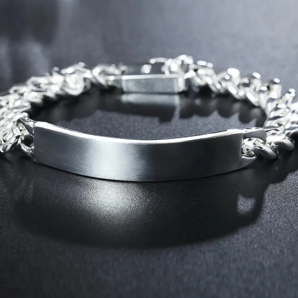 Awesome Men's Large 10mm Wide ID Bracelet Stamped .925 - Picture 9 of 11
